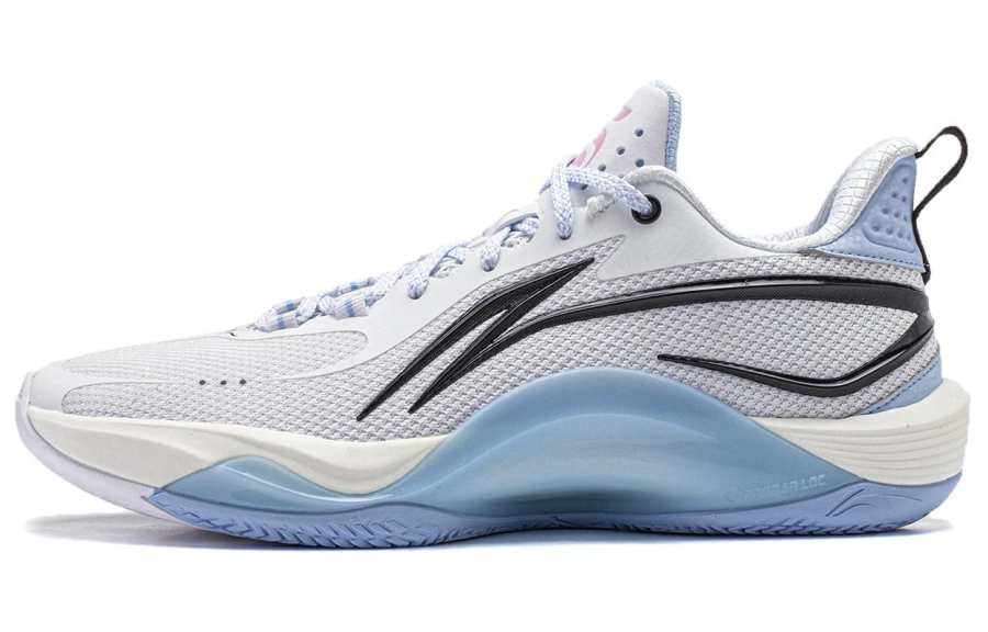 Li-Ning Li Ning Sparkling Ice Comfortable Textile, Synthetic Leather Low top Basketball Shoes Men's White Blue