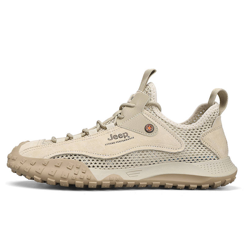 Jeep Leather, Textile Breathable Outdoor Shoes Men's Sand
