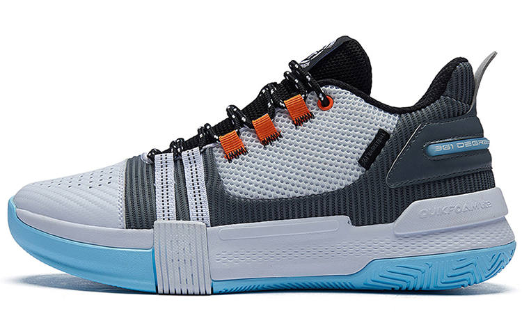 361° Burning War Abrasion Resistant Slip Resistant Low top Basketball Shoes Men's White Gray