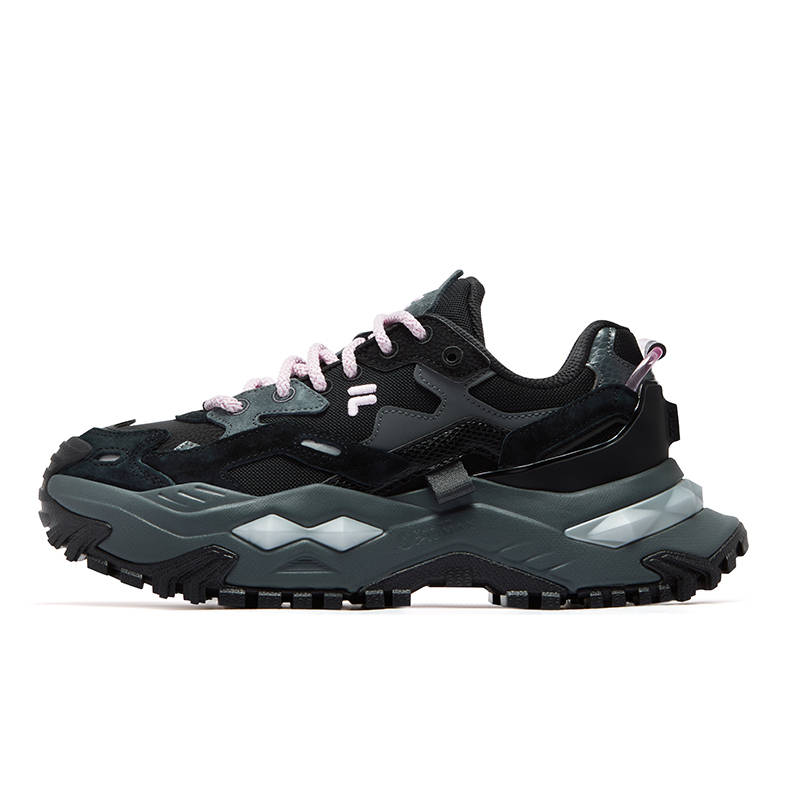 FILA FUSION Bianco Colored Black Sugar Dirty Coffee Height Increasing Chunky Sneakers Women's Black Gray