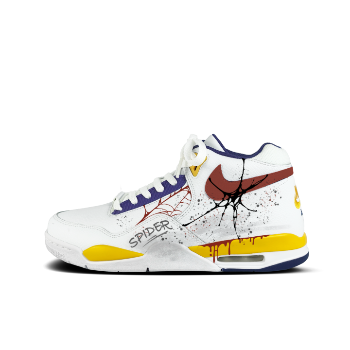 Nike Nike Flight Legacy Magic Web Shadow Cushioning, Wear Resistant Mid top Vintage Basketball Shoes Men's White Blue Yellow