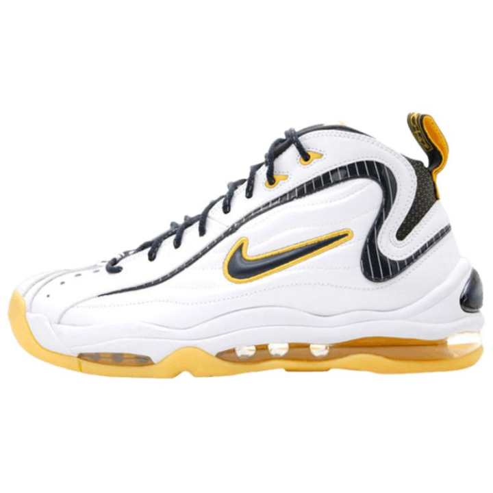 Nike Nike Air Total Max Uptempo Abrasion Resistant Mid top Basketball Shoes Men's White Black Yellow