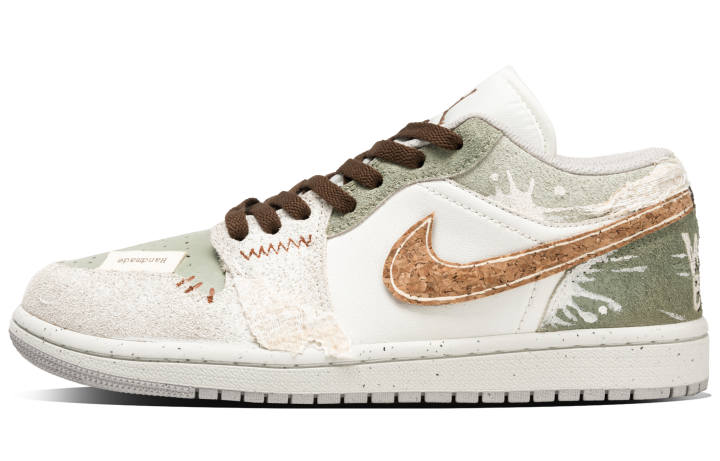 Jordan Jordan Air Jordan 1 LOW Withered Wood Revives In Spring Slip Resistant Abrasion Resistant