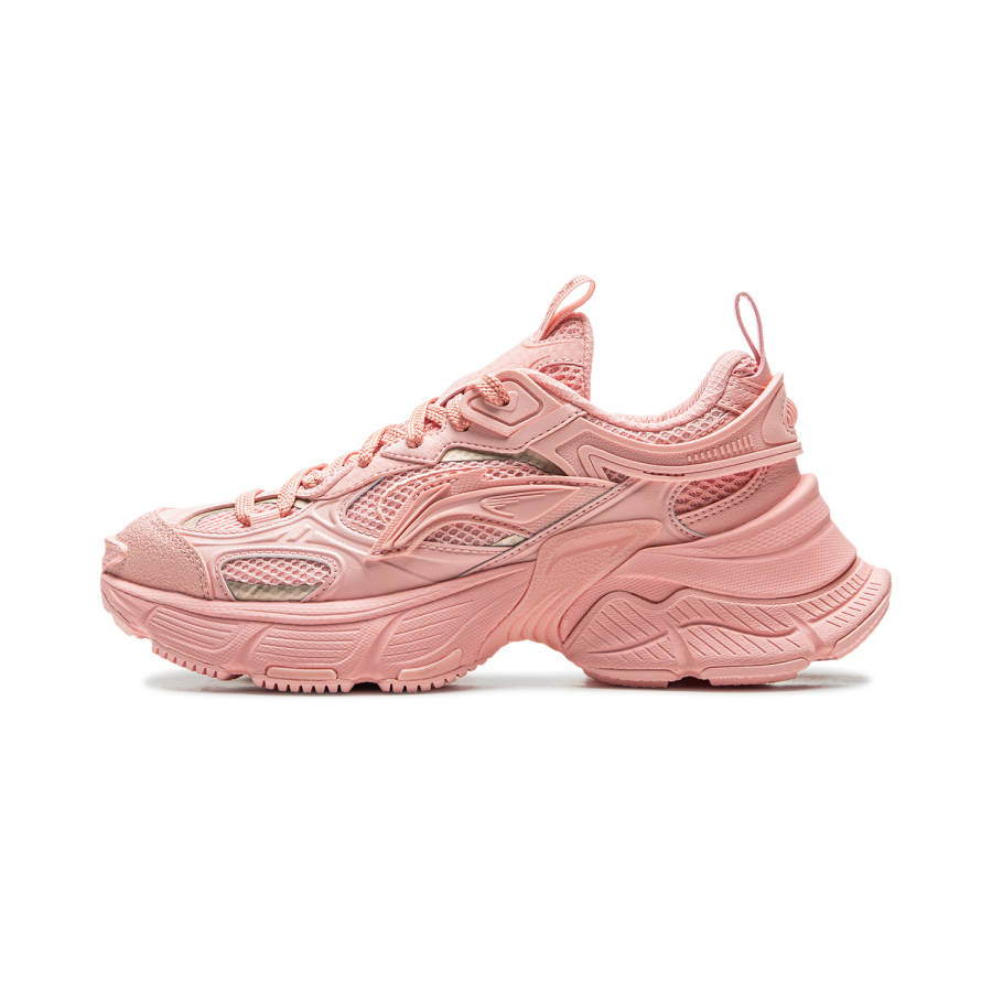 Li-Ning Li Ning Xingji Cushioning Slip Resistant Abrasion Resistant Breathable Low top Chunky Sneakers Women's Pink Orange