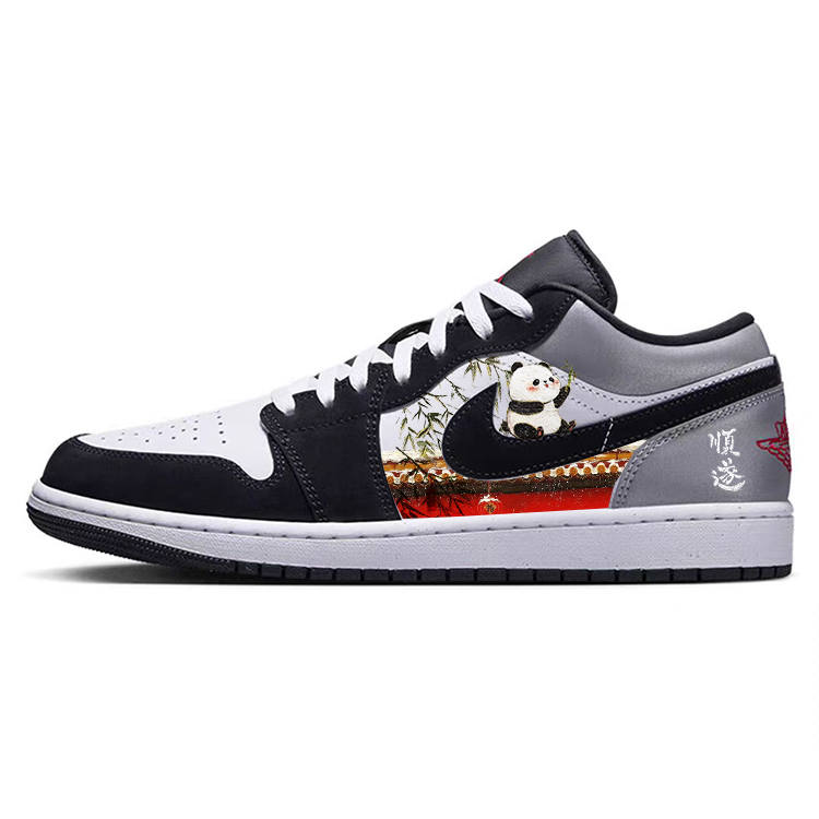 Jordan Jordan Air Jordan 1 Low Chinese Style, Snowflake Panda Abrasion Resistant Slip Resistant