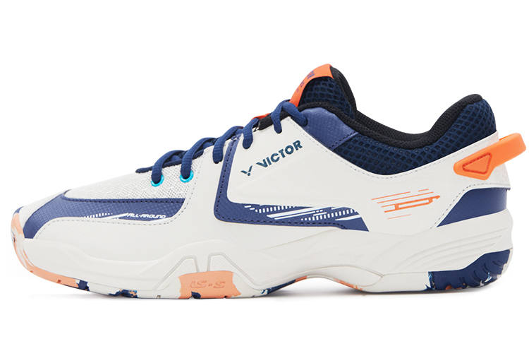 VICTOR Slip Resistant Abrasion Resistant Low top Badminton Shoes Unisex Khaki Navy Blue