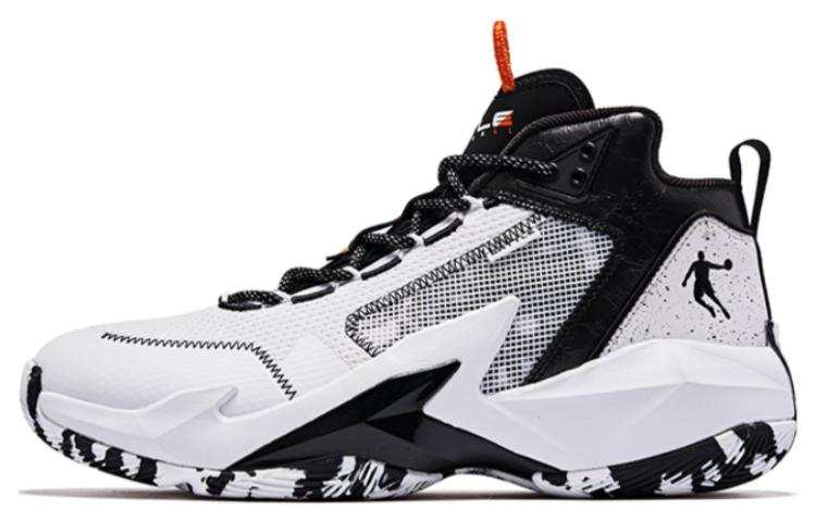 QIAODAN Textile, Synthetic Leather Cushioning Slip Resistant Abrasion Resistant High top Basketball Shoes Men's