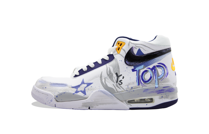 Nike Nike Flight Legacy Mid top Vintage Basketball Shoes Men's White Yellow Blue