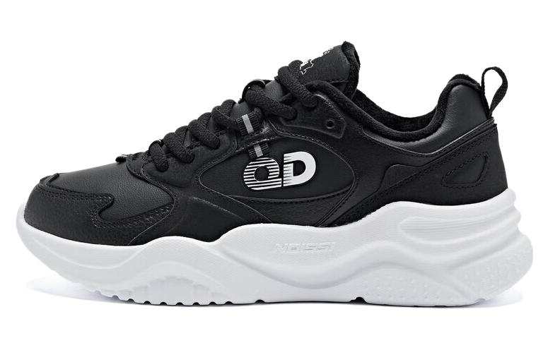 QIAODAN Sports Comfortable Fleece Lined Abrasion Resistant Low top Chunky Sneakers Women's Black White