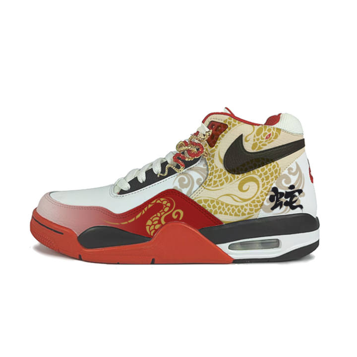 Nike Nike Flight Legacy Cushioning Slip Resistant Mid top Vintage Basketball Shoes Unisex Red White