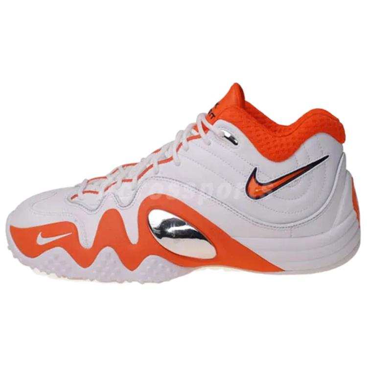 Nike Nike Slip Resistant Abrasion Resistant Mid top Basketball Shoes Unisex White Orange