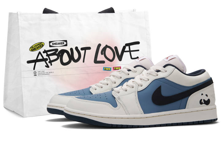 Jordan Jordan Air Jordan 1 Panda Maris Sal Bubble Low top Basketball Shoes Men's Blue White