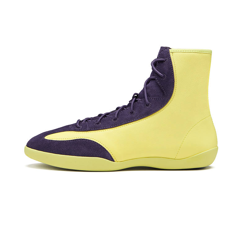 EQLZ EQUALIZER Anti-Slip Wear-Resistant High-Top Vintage Basketball Shoes Unisex Gravel Yellow Classic Purple