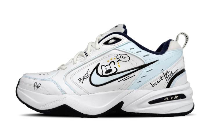 Nike Nike Air Monarch 4 Synthetic Leather, Artificial Leather Low top Chunky Sneakers Unisex Blue White