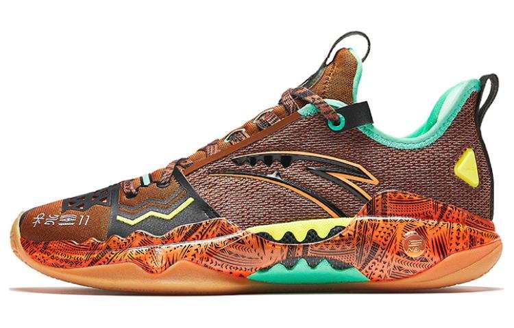 Anta Shock Wave 5 Pro FOCUS Abrasion Resistant Low top Basketball Shoes Men's Orange Green