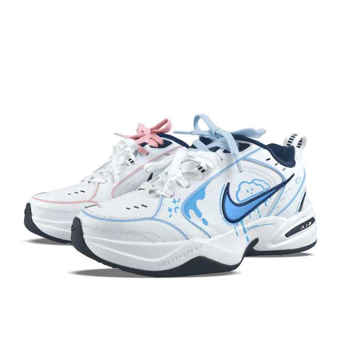 Nike Nike Air Monarch 4 Abrasion Resistant Breathable Abrasion Resistant Breathable Low top Chunky Sneakers Unisex Blue Pink