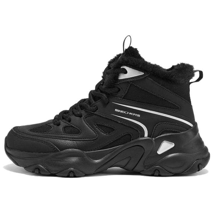 Skechers D'LITES 5.0 Support Height Increasing Thermal Mid top Chunky Sneakers Women's Black