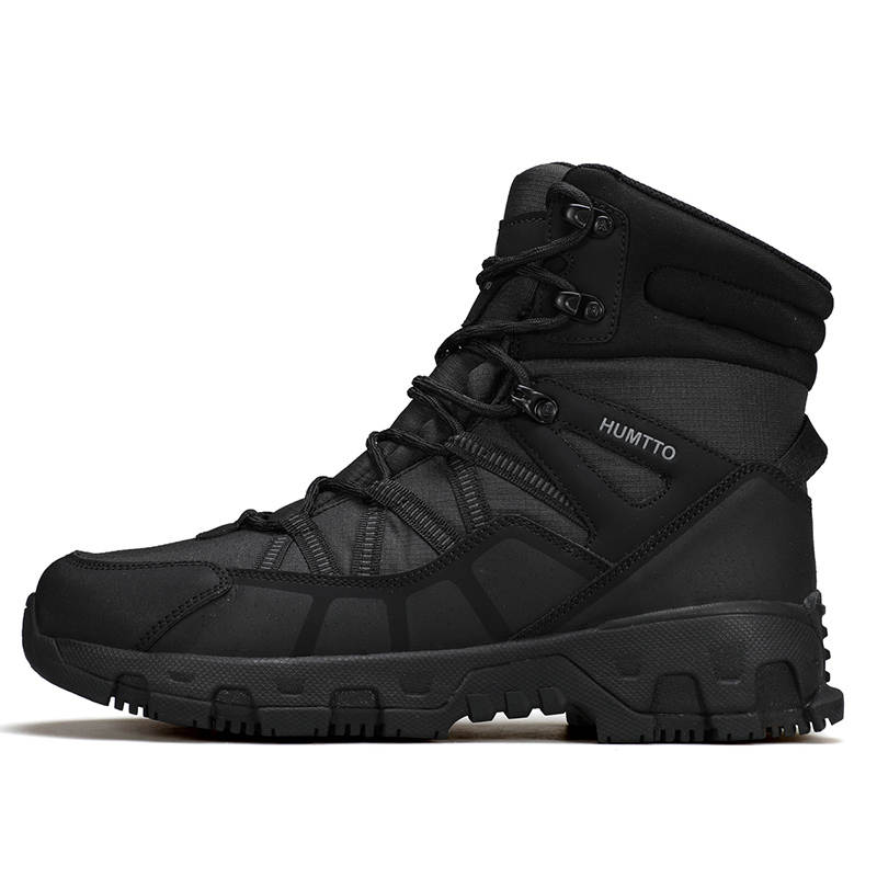 HUMTTO Comfortable And Versatile, Fleece Lined Short Mid Calf Snow Boots Men's Black