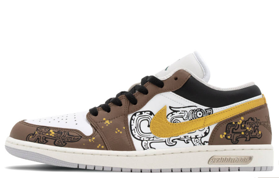 Jordan Jordan Air Jordan 1 Chinese Style, Bronze Artifact, Dragon Pattern Abrasion Resistant Abrasion Resistant Low top