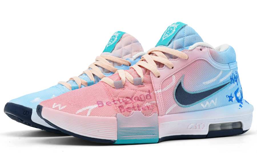 Nike Nike Witness 8 Island Journal Cushioning Lightweight Low top Basketball Shoes Men's Blue Pink