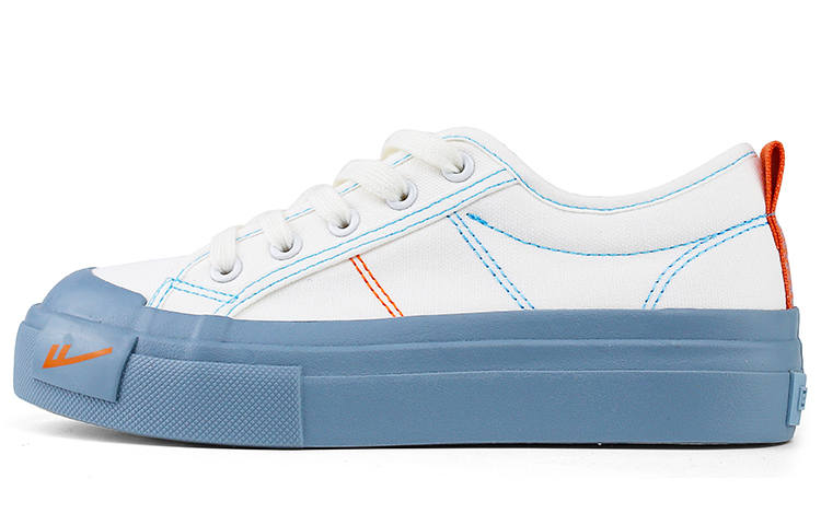 WARRIOR Casual Abrasion Resistant Abrasion Resistant Low top Canvas Shoes Women's White Blue