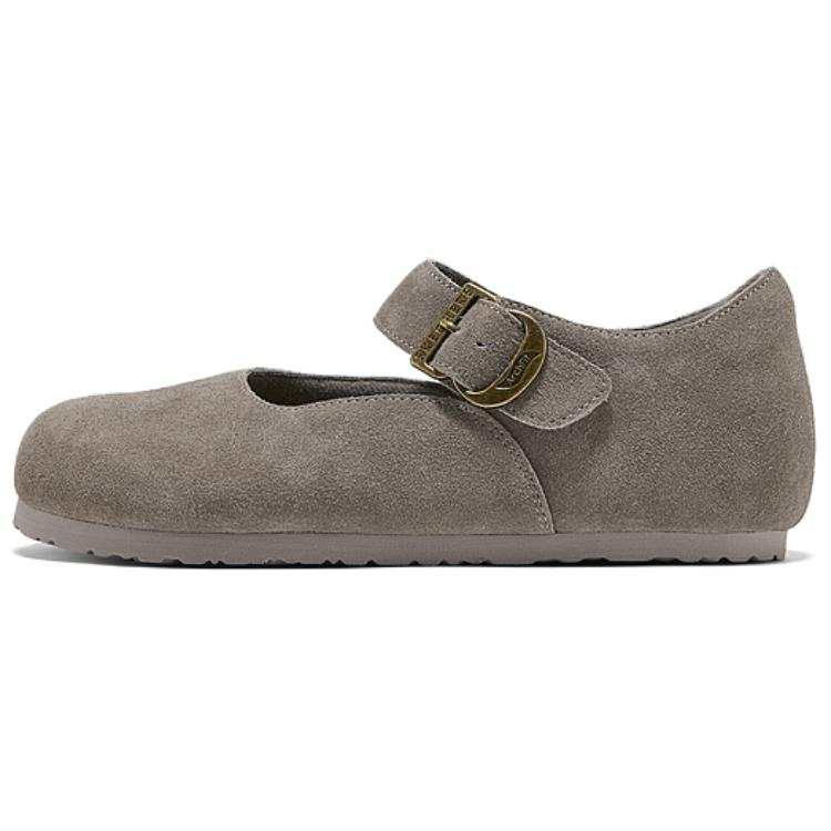 Skechers ARCH FIT GRANOLA Cow Split Leather Flat Mary Jane Shoes Women's Taupe