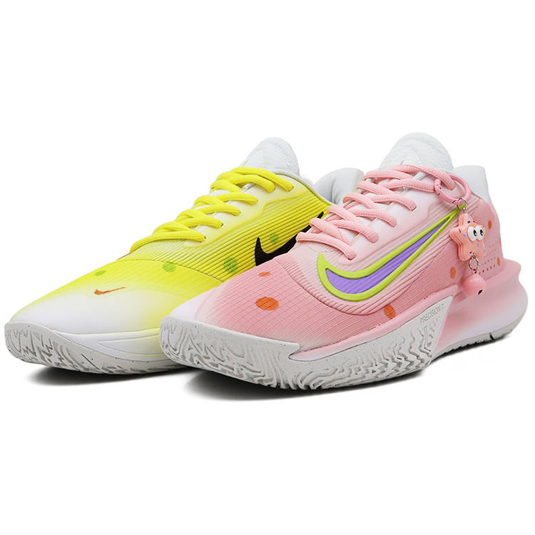 Nike Nike Precision 7 Cushioning Slip Resistant Abrasion Resistant Low top Basketball Shoes Unisex Pink Yellow