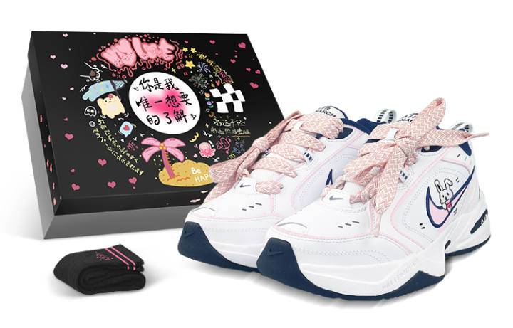 Nike Nike Air Monarch 4 Synthetic Leather, Leather Slip Resistant Low top Chunky Sneakers Unisex White Pink
