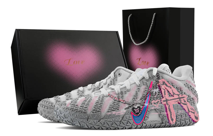 Nike Nike Ja Morant 3 Soft Candy Heartbeat, Heart Box Abrasion Resistant Low top Basketball Shoes Unisex Gray Pink