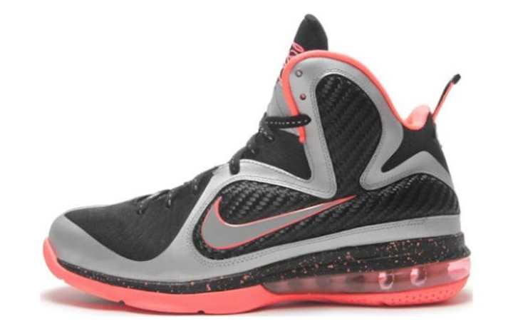 Nike Nike Lebron 9 Mango Cushioning Slip Resistant Cushioning Slip Resistant High top Basketball Shoes Men's Black Silver