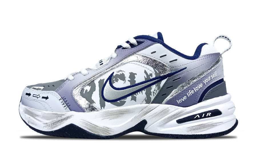 Nike Nike Air Monarch 4 Faded Influence Slip Resistant Abrasion Resistant Low top Chunky Sneakers Unisex Blue Purple