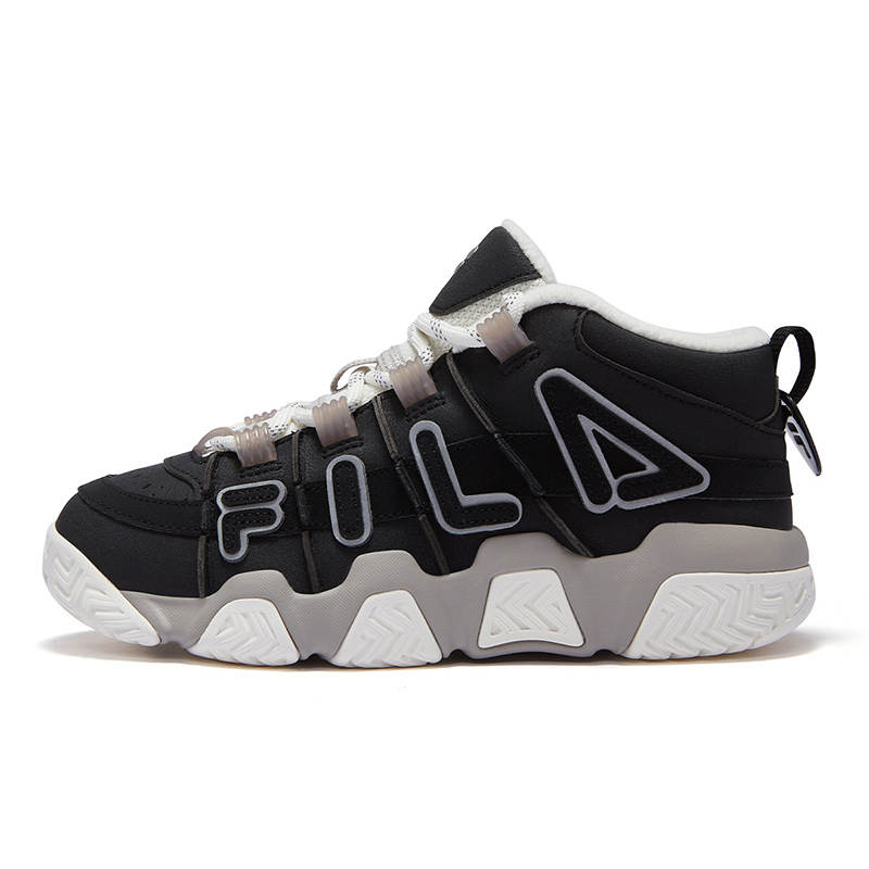 FILA FUSION BUSTER Puffy Shoes Abrasion Resistant Mid top Vintage Basketball Shoes Women's Black White