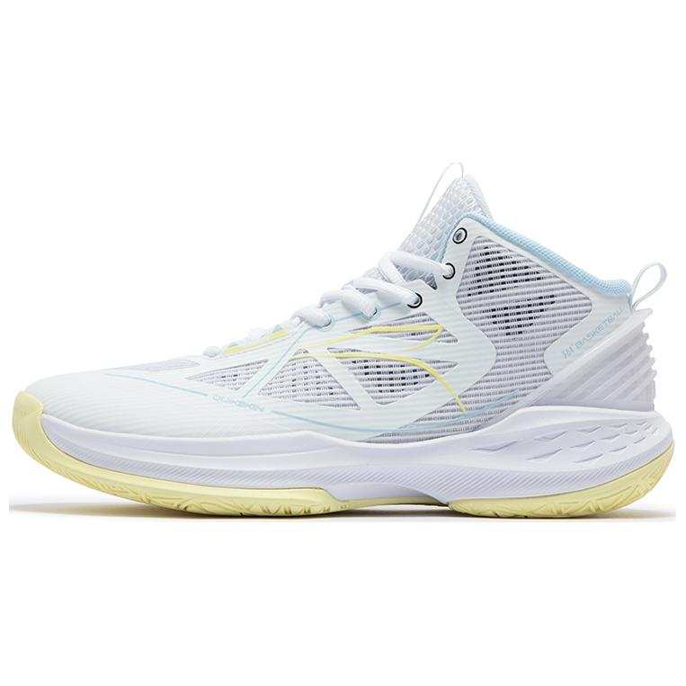 361° Mesh Abrasion Resistant Abrasion Resistant Mid top Basketball Shoes Men's White Yellow