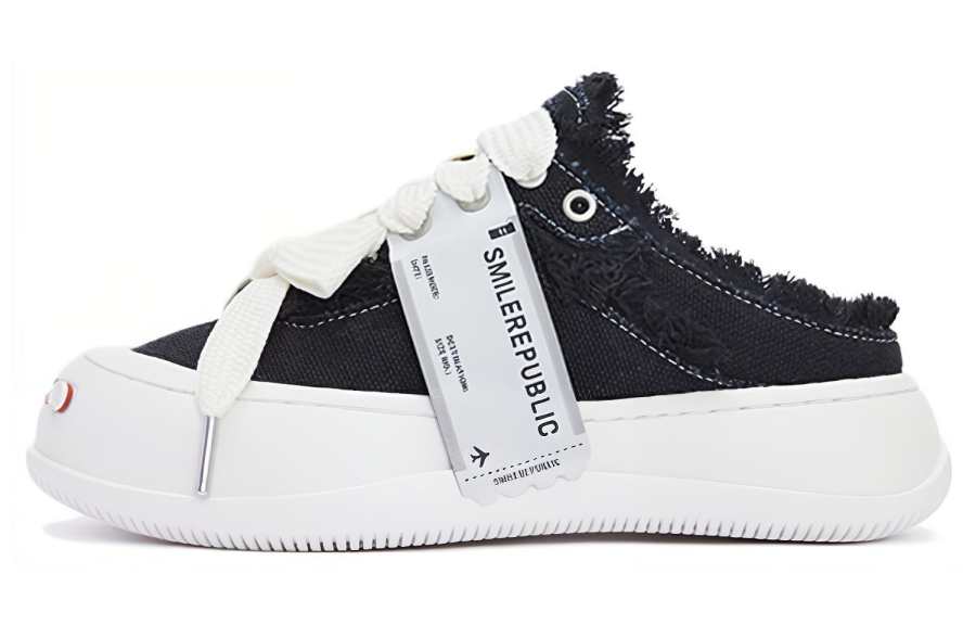 SMILEREPUBLIC Canvas Shoes Unisex Low Top Black, White