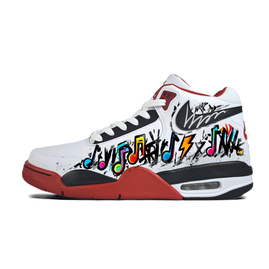 Nike Nike Flight Legacy Carnival Musical Note Abrasion Resistant Mid top Vintage Basketball Shoes Unisex