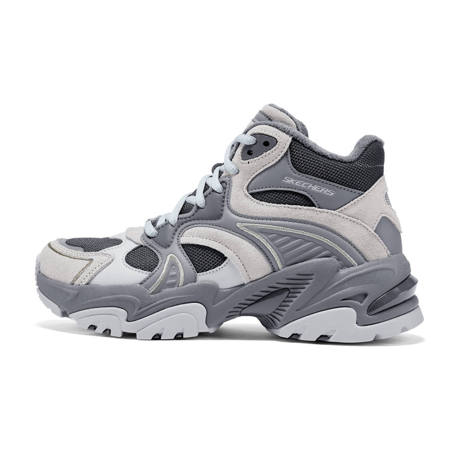 Skechers Vintage Mecha Shoes 2025 Autumn NEW Style Mid top Chunky Sneakers Women's Gray