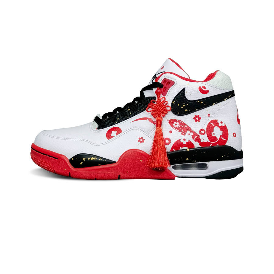 Nike Nike Slip Resistant Abrasion Resistant Mid top Vintage Basketball Shoes Unisex Red Black White