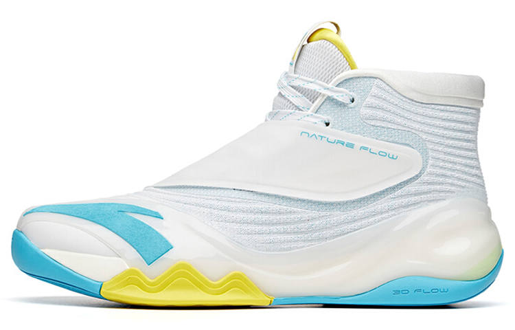 Anta KT6 KT Textile, Synthetic Leather Abrasion Resistant Breathable High top Basketball Shoes Men's White Blue Yellow