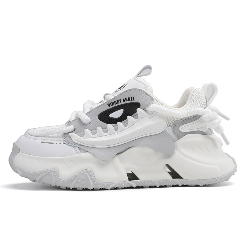 VIDORY ANGEL Shark One Cushioning Abrasion Resistant Slip Resistant Low top Chunky Sneakers Men's White Gray