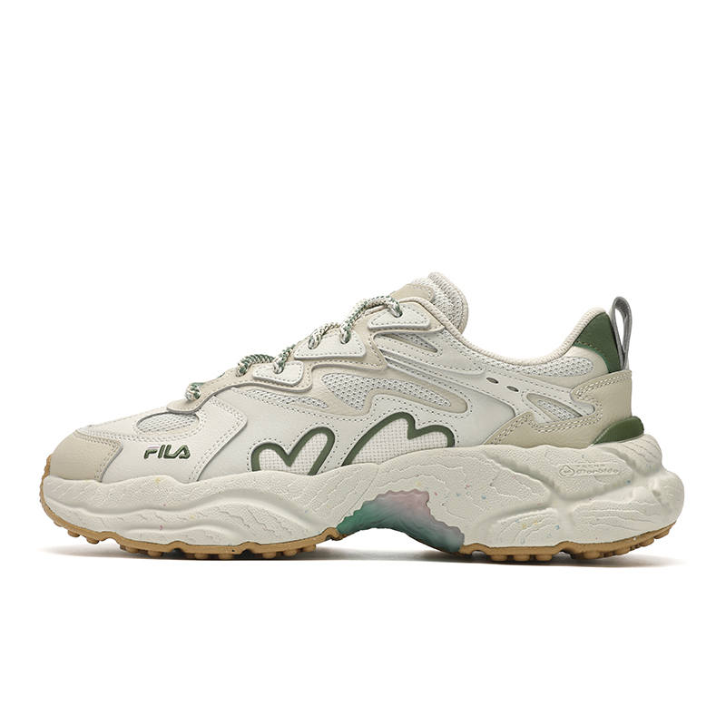 FILA Fern Sneakers Cushioning Breathable Support Height Increasing Low top Chunky Sneakers Men's Ivory White