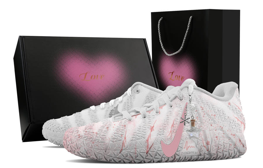 Nike Nike Ja Morant 3 Pink Star Rafting, Heart Box Abrasion Resistant Low top Basketball Shoes Unisex White Pink