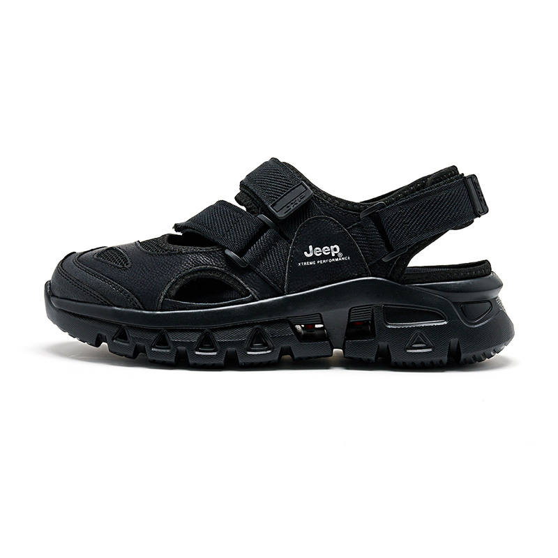 Jeep Closed Toe Slippers Conch Sandals Beach Sandals Men's Black