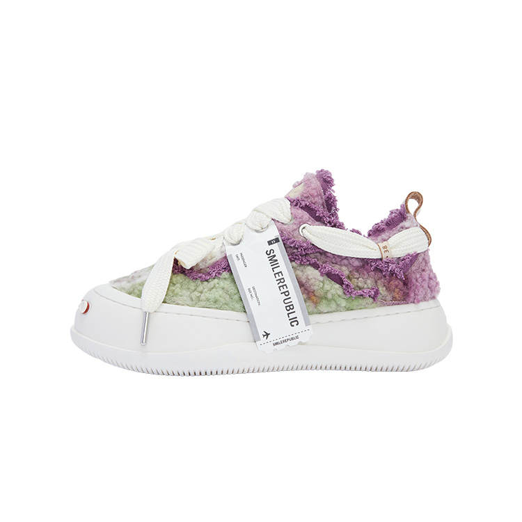 SMILEREPUBLIC Open Ended Smiling Collection Low top Canvas Shoes Unisex Purple Green