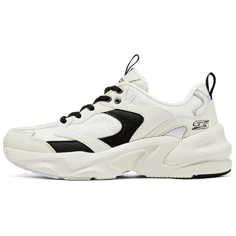 Skechers DLITES Wear resistant And Lightweight Low top Chunky Sneakers Women's White Black