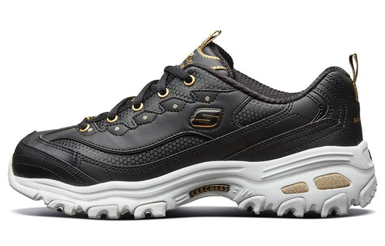 Skechers D'Lites Low Top Daddy Shoes Black/Gold Women's