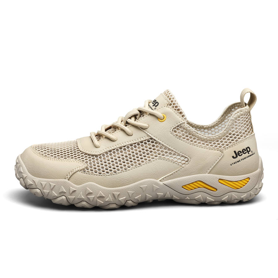 Jeep Textile, Synthetic Leather Abrasion Resistant, Breathable, Lightweight Grip Low top Hiking Shoes Men's