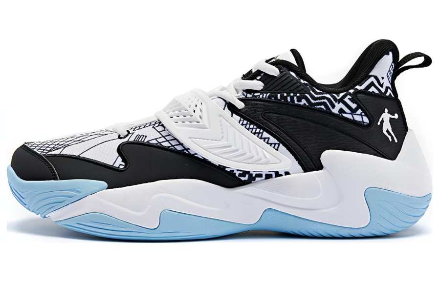 QIAODAN Comfortable Round Toe Cushioning, Wear Resistant Low top Basketball Shoes Men's White