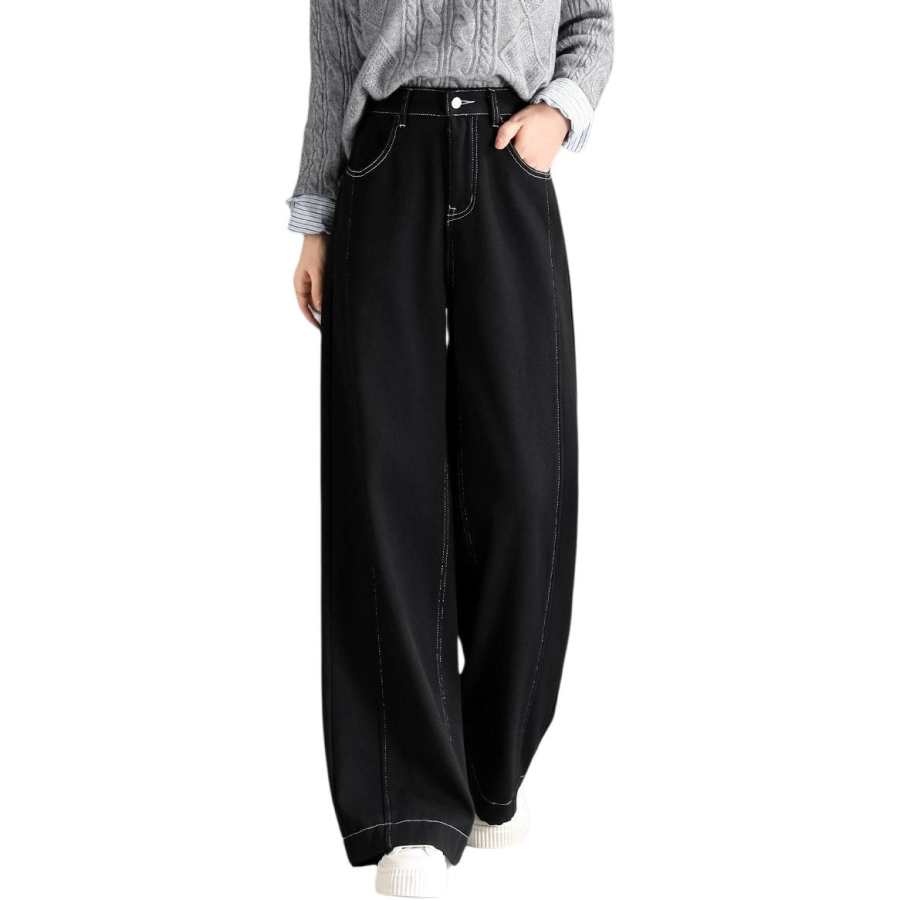 BALENO Jeans Women's Thickened And Fleece Lined Straight Fit Pants