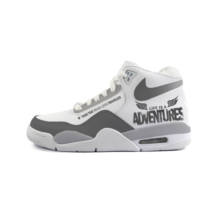 Nike Nike Flight Legacy Slip Resistant Abrasion Resistant Mid top Vintage Basketball Shoes Unisex White Gray
