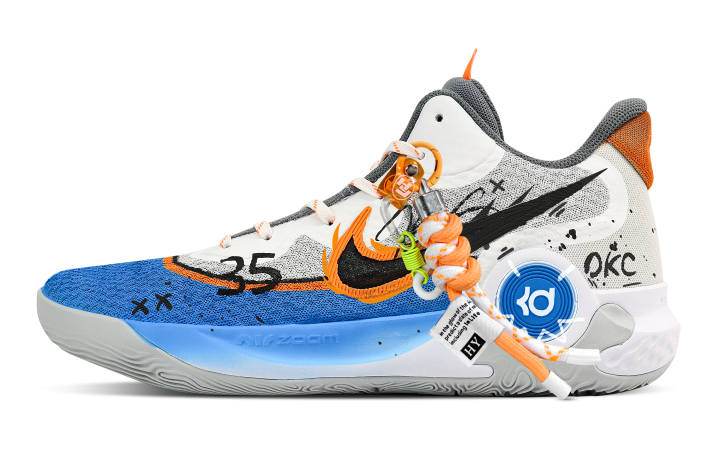 Nike Nike KD Trey 5 IX Basketball Shoes Unisex Mid Top Blue/Orange/White